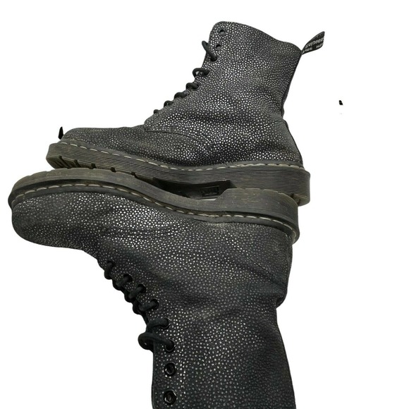 Dr. Martens Womens Pascal Black Gunmetal Speckles Lace Up Casual Combat Boots 8 - Picture 6 of 10